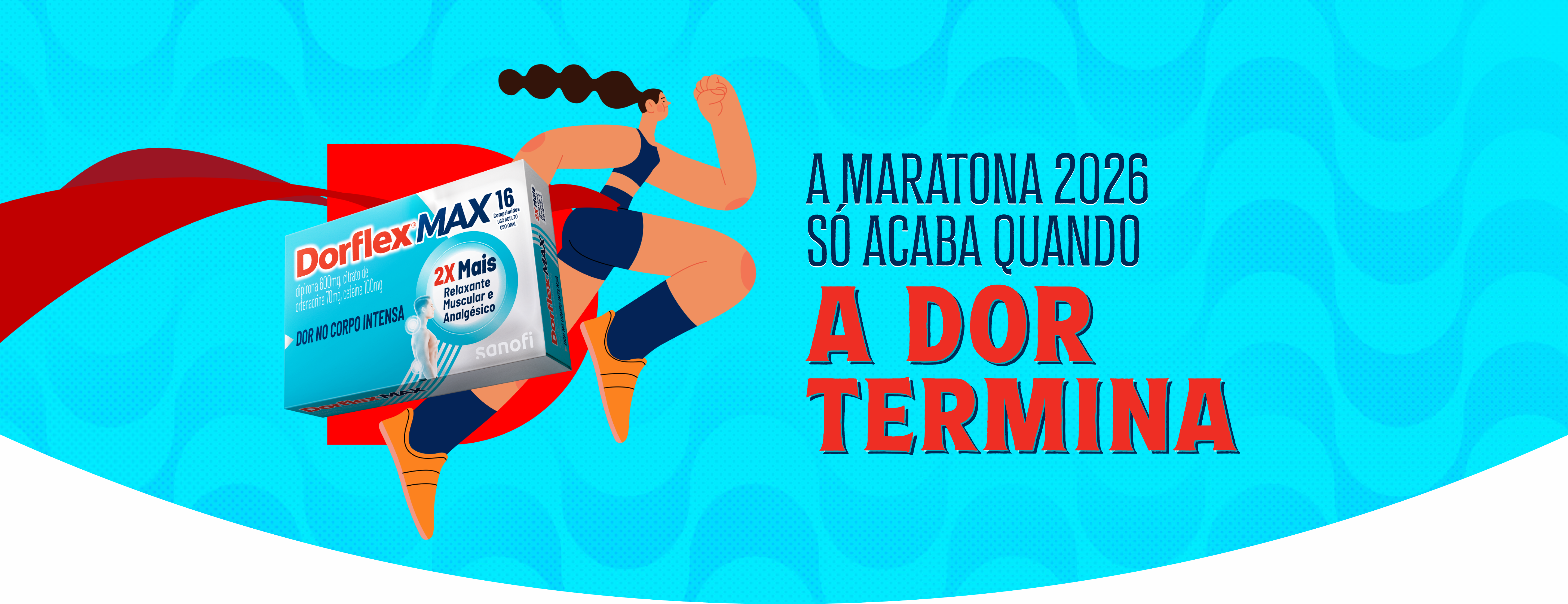Caixa de Dorflex® sobre campo de futebol indicando a parceria com a série da Netflix "Brasil 70: A Saga do Tri".