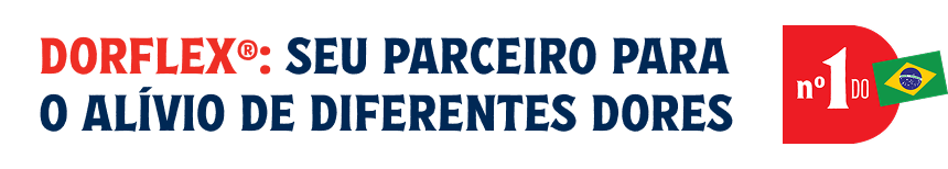 Banner com o texto: "Dorflex: seu parceiro para o alívio de diferentes dores". À direita, o selo n.º 1 do Brasil.